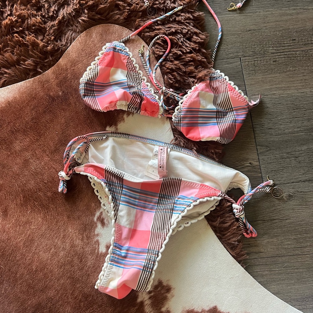 Vintage 2000’s juicy couture plaid bikini- Small Y2K